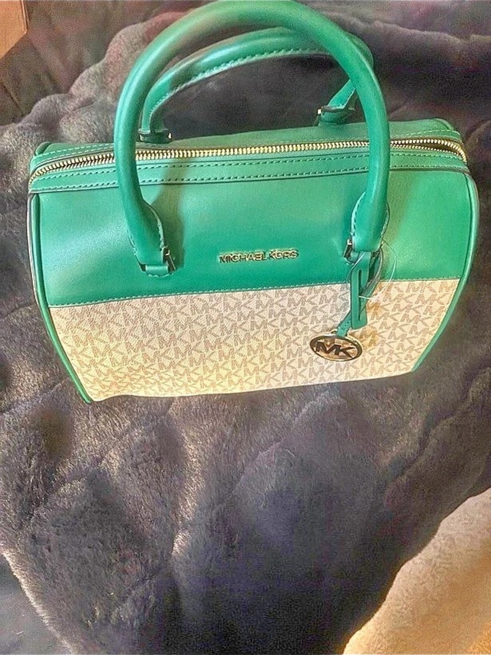 Brand New Michael Kors Green & Beige Satchel